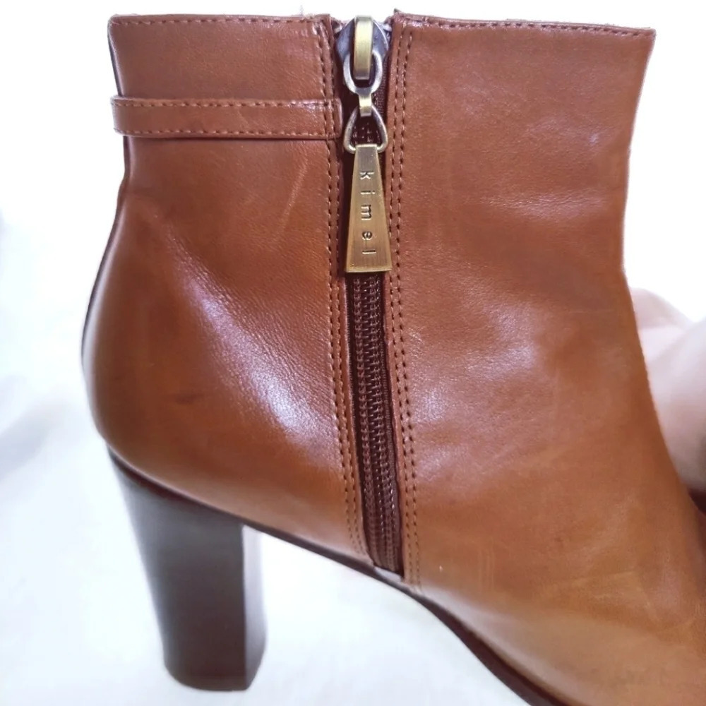 KIMEL Cognac Genuine Leather Booties - Picture 8 of 16